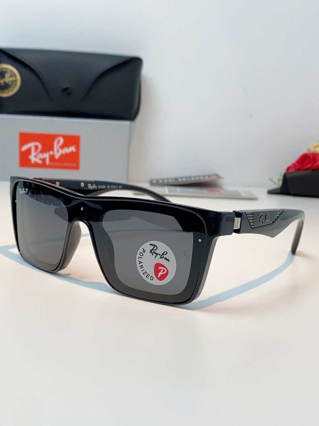 Ray-Ban RB8957 Polarized Oversized Black Lens Sunglasses for Men & Women