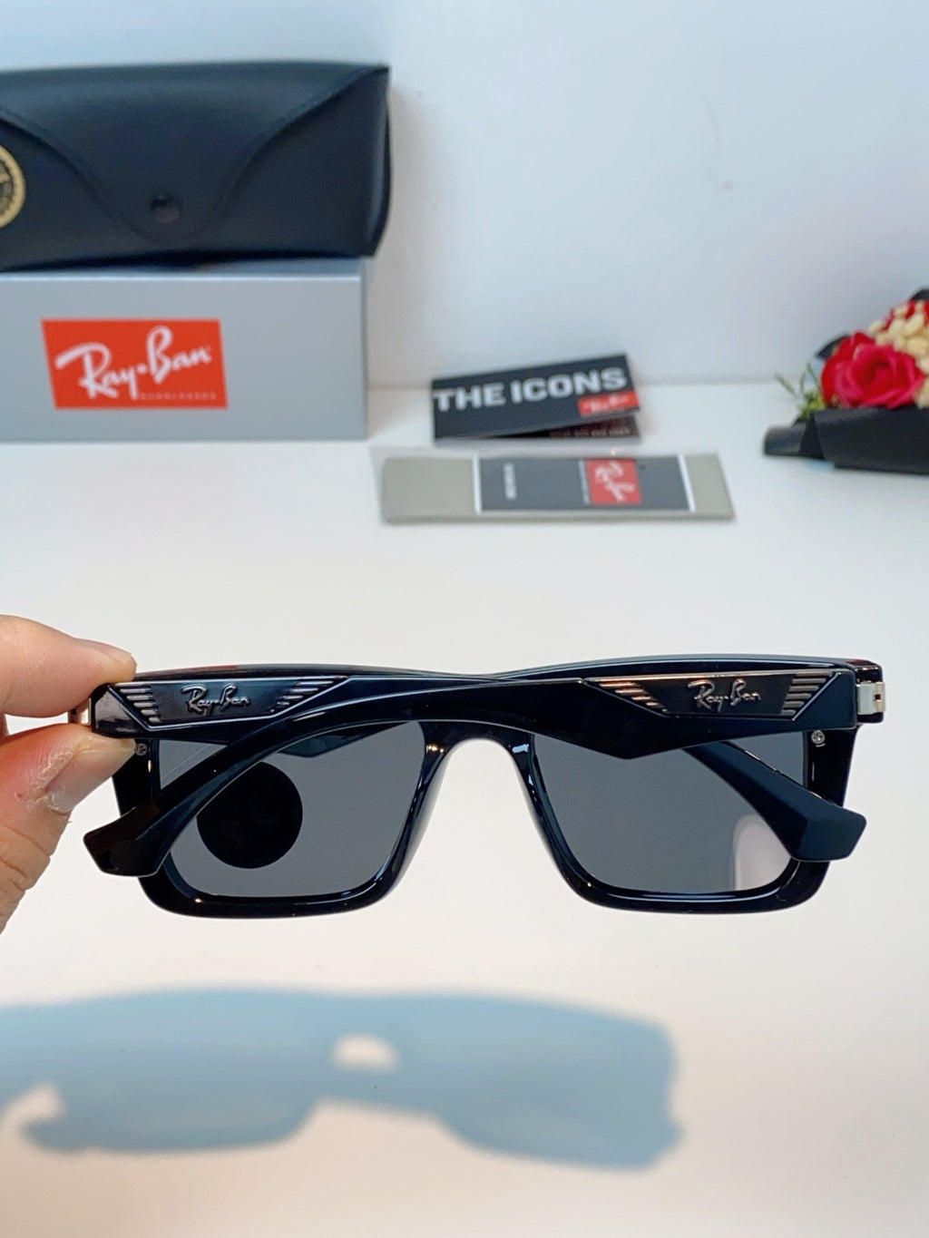 Ray-Ban RB8957 Polarized Oversized Black Lens Sunglasses for Men & Women - detail image 5