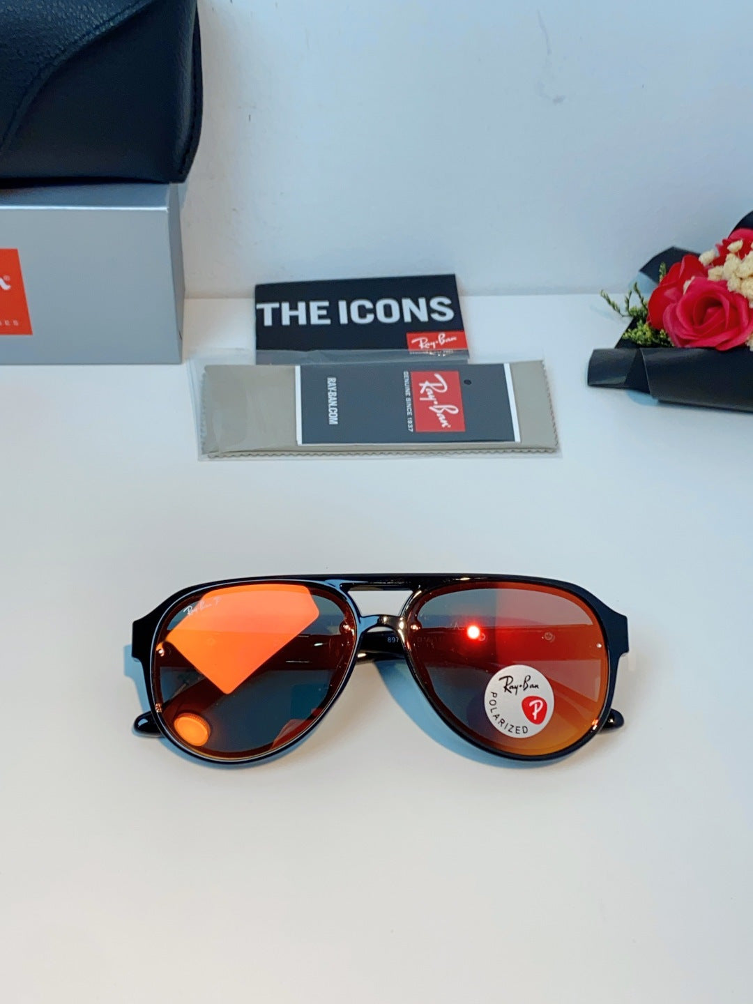Ray-Ban RB8972 Aviator Orange Lens Sunglasses for Men & Women - detail image 9