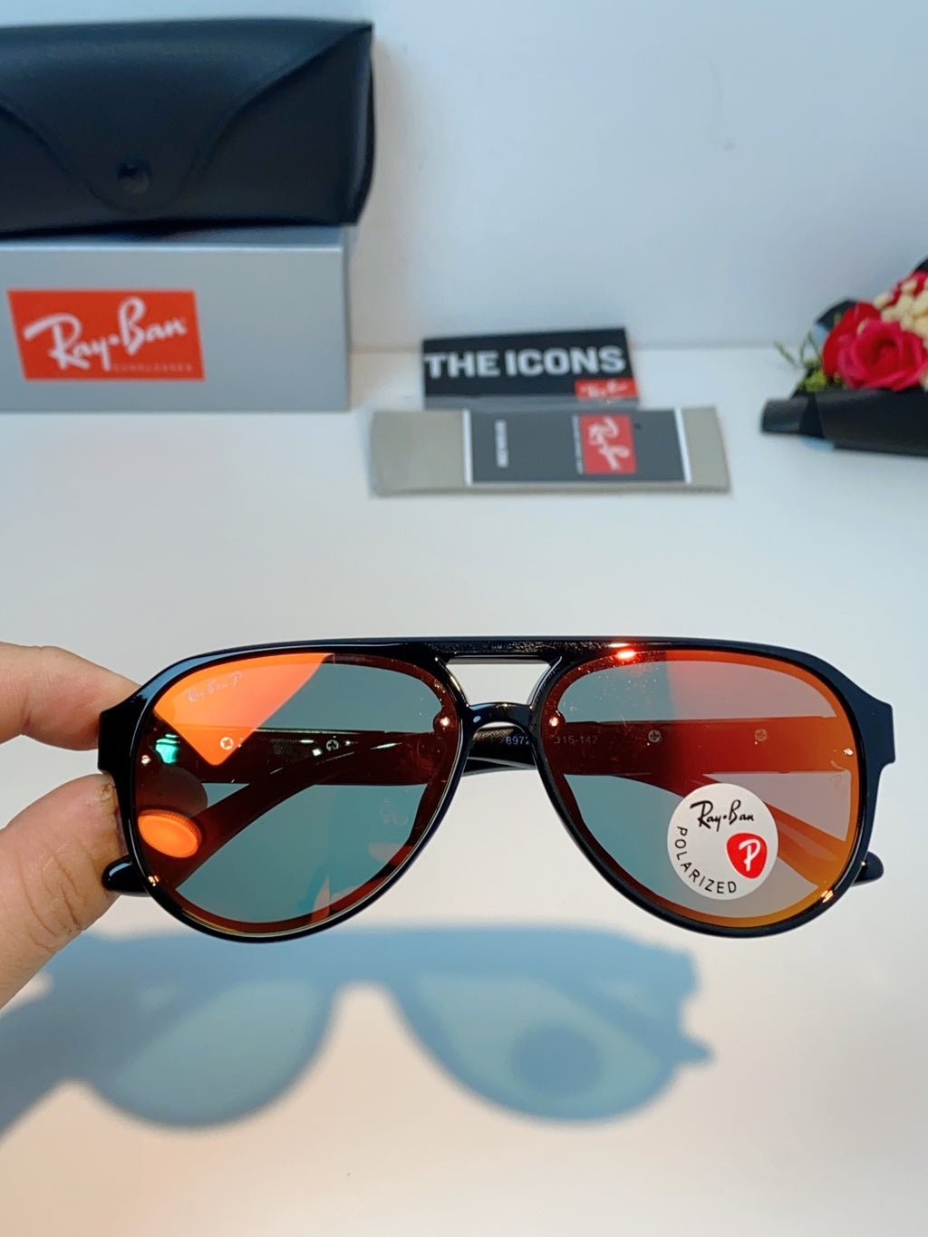 Ray-Ban RB8972 Aviator Orange Lens Sunglasses for Men & Women - detail image 4