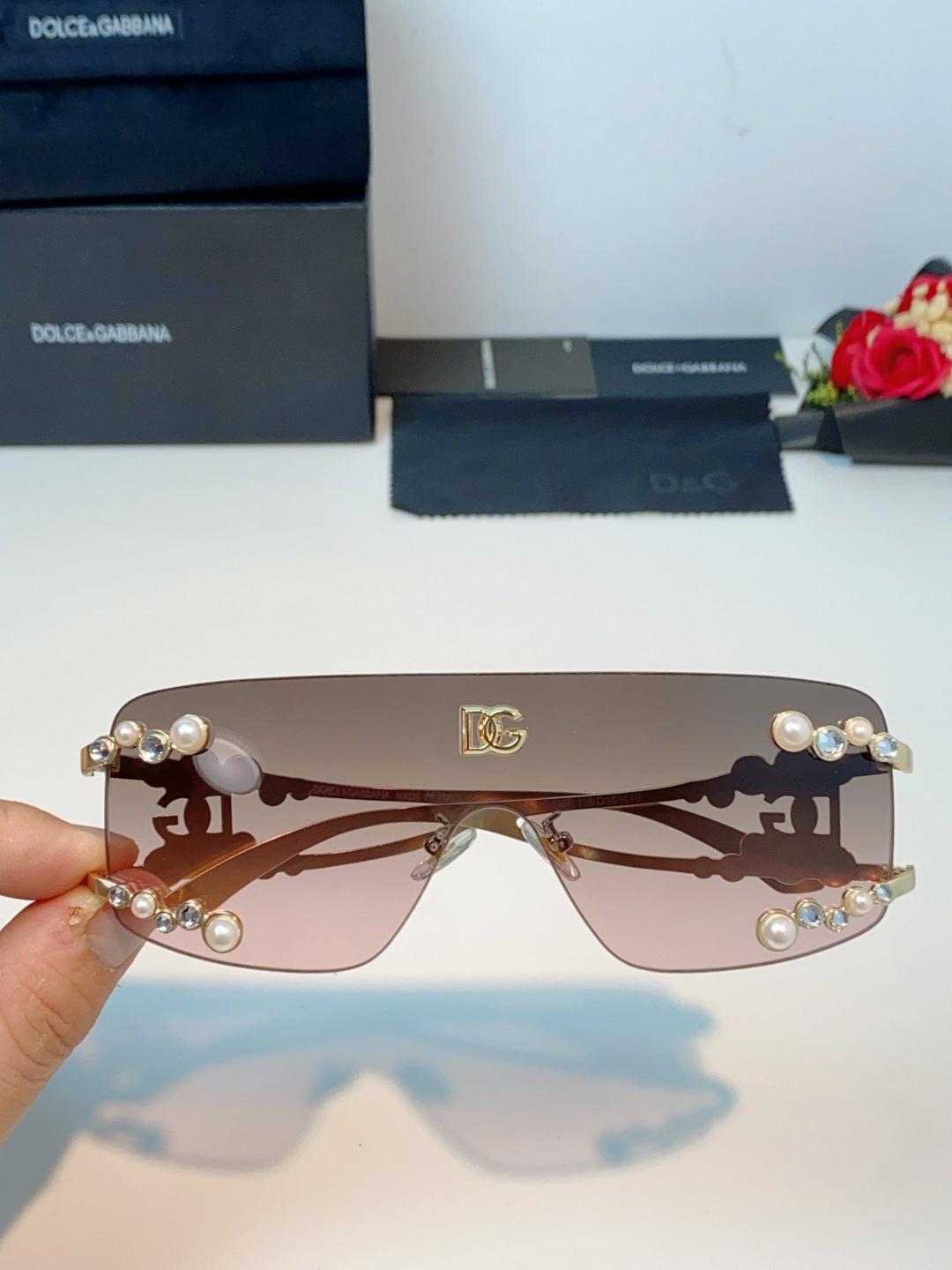 Dolce & Gabbana DG2323 Metal Oversized Brown Lens Sunglasses for Men - 488137 - detail image 4