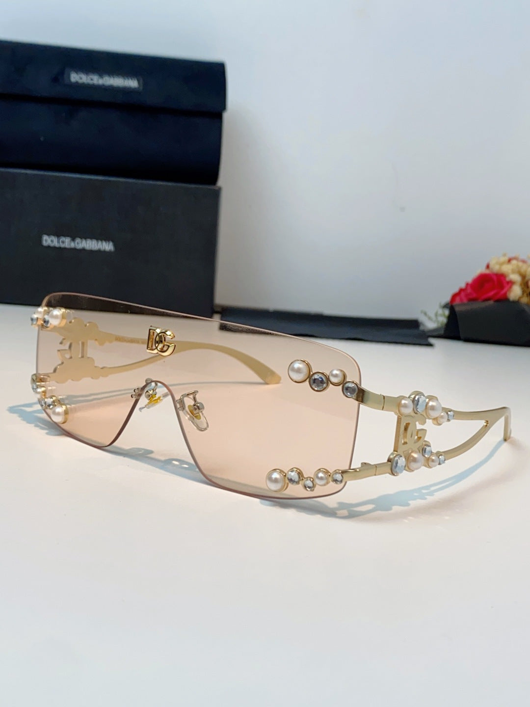 Dolce & Gabbana DG2323 Metal Oversized Gold Lens Sunglasses for Men & Women