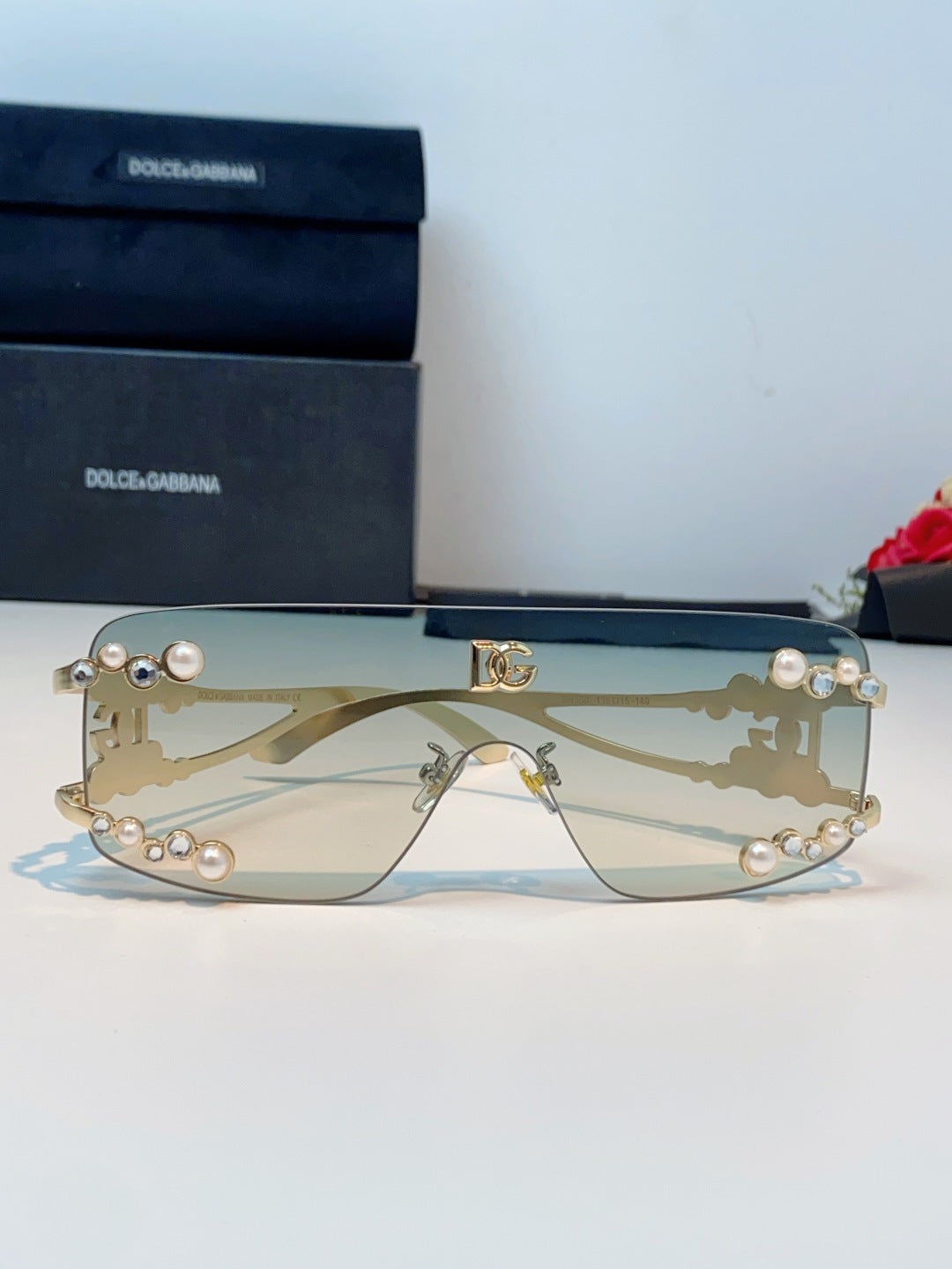 Dolce & Gabbana DG2323 Metal Oversized Silver Lens Sunglasses for Men & Women - detail image 2