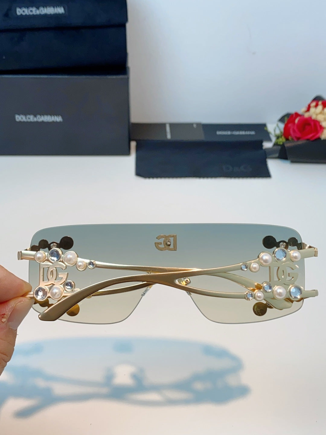 Dolce & Gabbana DG2323 Metal Oversized Silver Lens Sunglasses for Men & Women - detail image 5