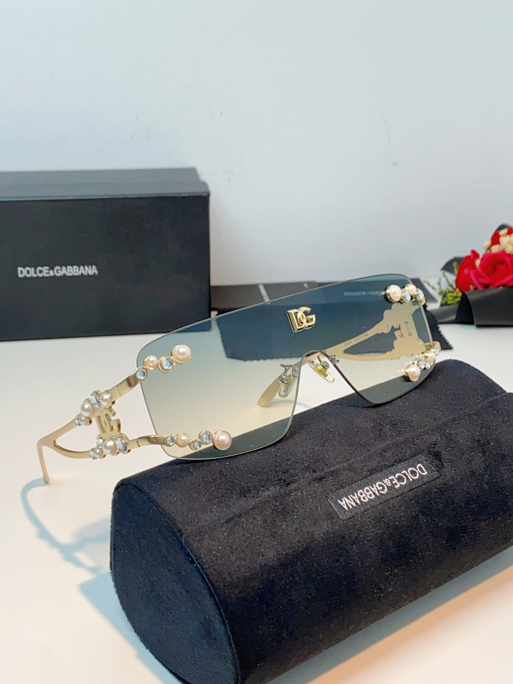 Dolce & Gabbana DG2323 Metal Oversized Silver Lens Sunglasses for Men & Women - detail image 10