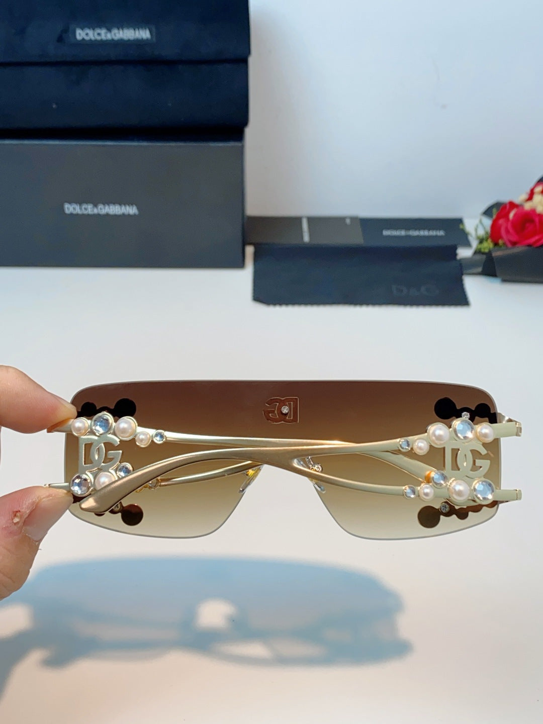 Dolce & Gabbana DG2323 Metal Oversized Brown Lens Sunglasses for Men & Women - detail image 5