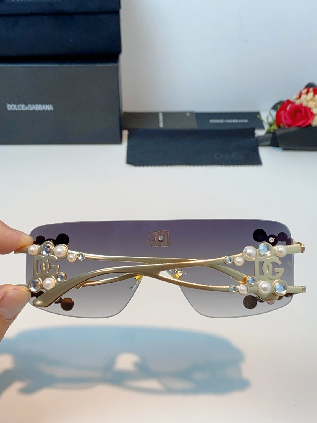 Dolce & Gabbana DG2323 Metal Oversized Gray Lens Sunglasses for Men & Women - detail image 5
