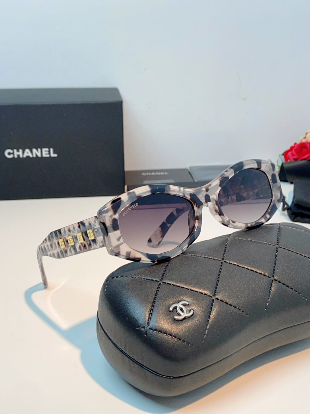 Chanel Oval Gray Lens Sunglasses for Women - 132370 - detail image 10