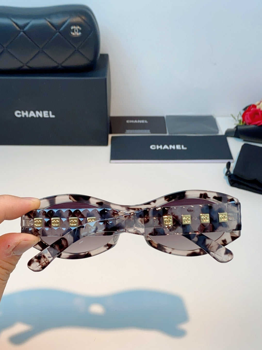 Chanel Oval Gray Lens Sunglasses for Women - 132370 - detail image 5