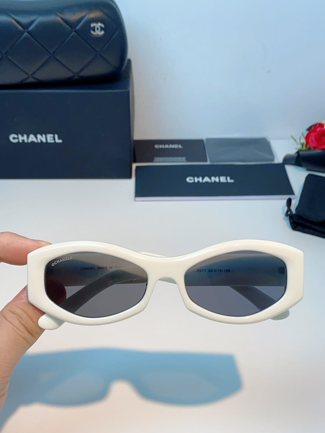 Chanel Oval Silver Lens Sunglasses for Women - detail image 4