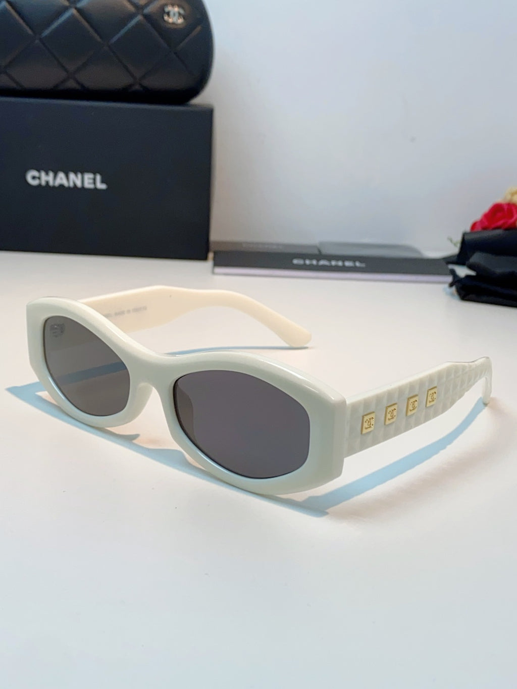 Chanel Oval Silver Lens Sunglasses for Women