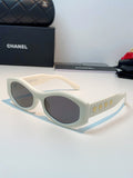 Chanel Oval Silver Lens Sunglasses for Women