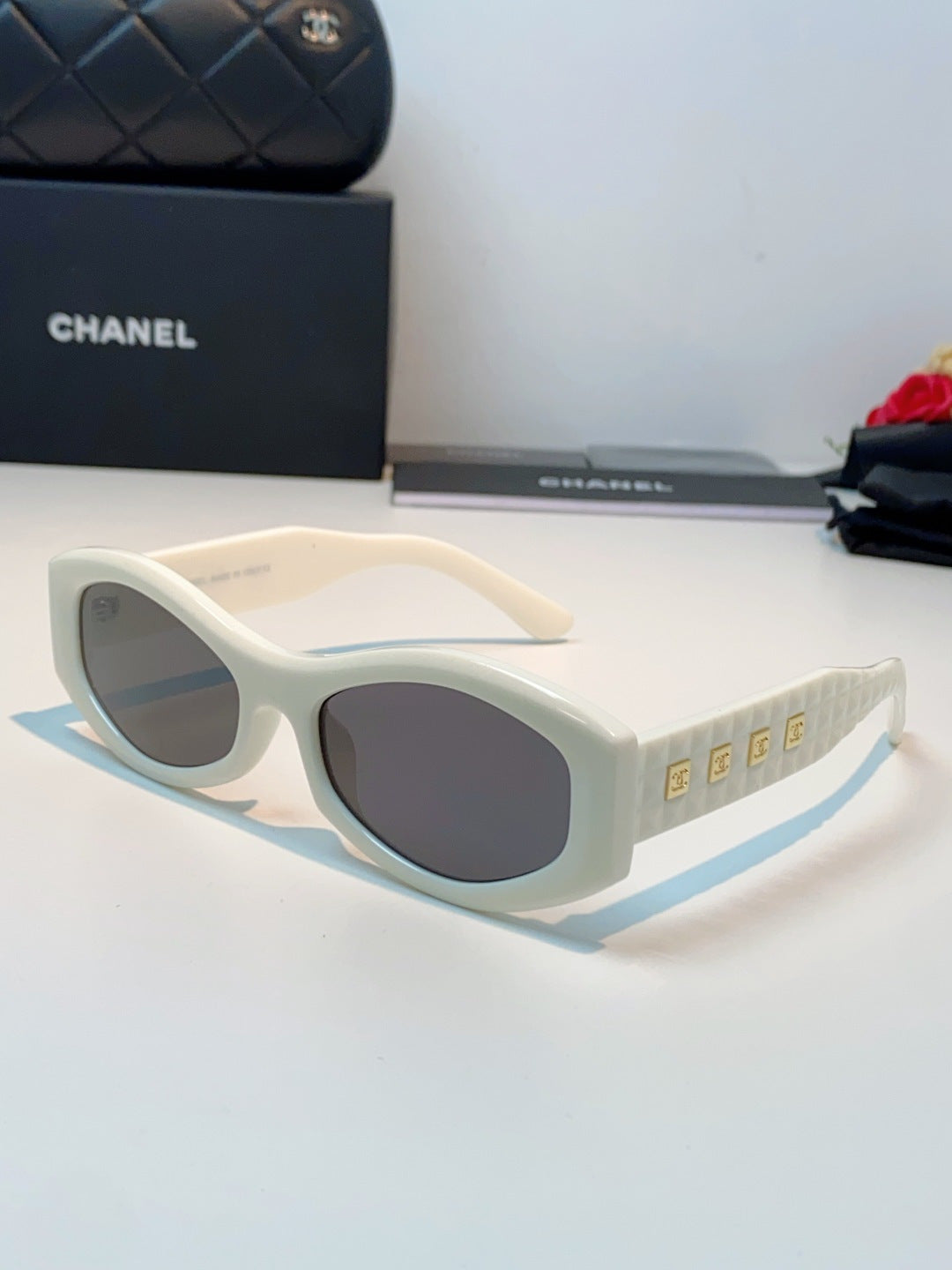 Chanel Oval Silver Lens Sunglasses for Women