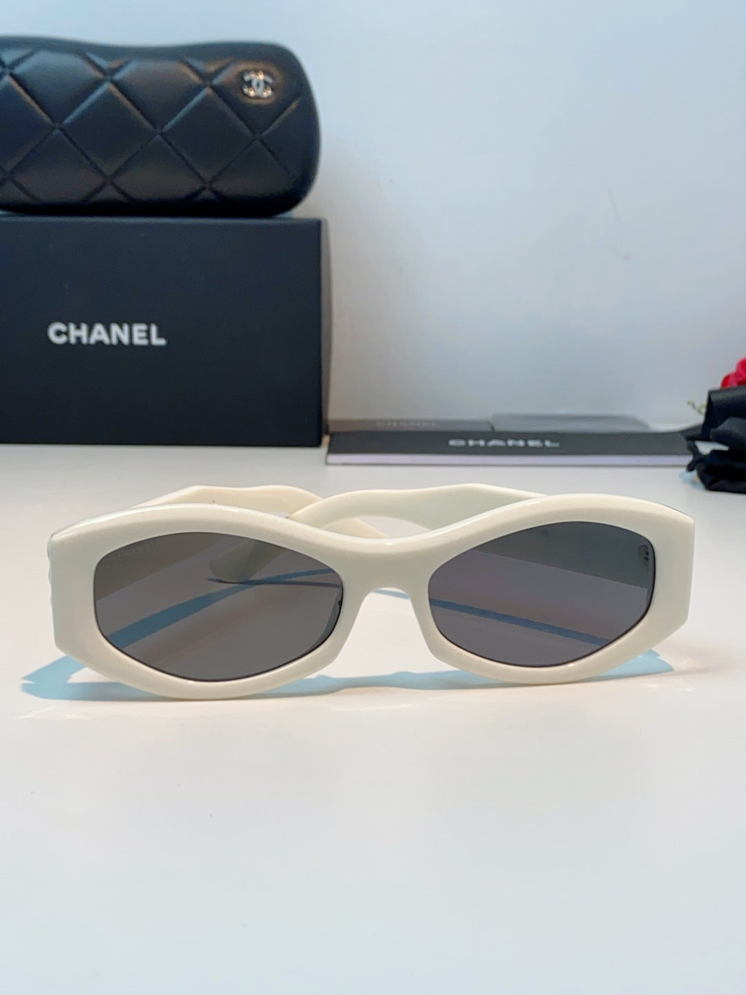 Chanel Oval Silver Lens Sunglasses for Women - 132371 - detail image 2