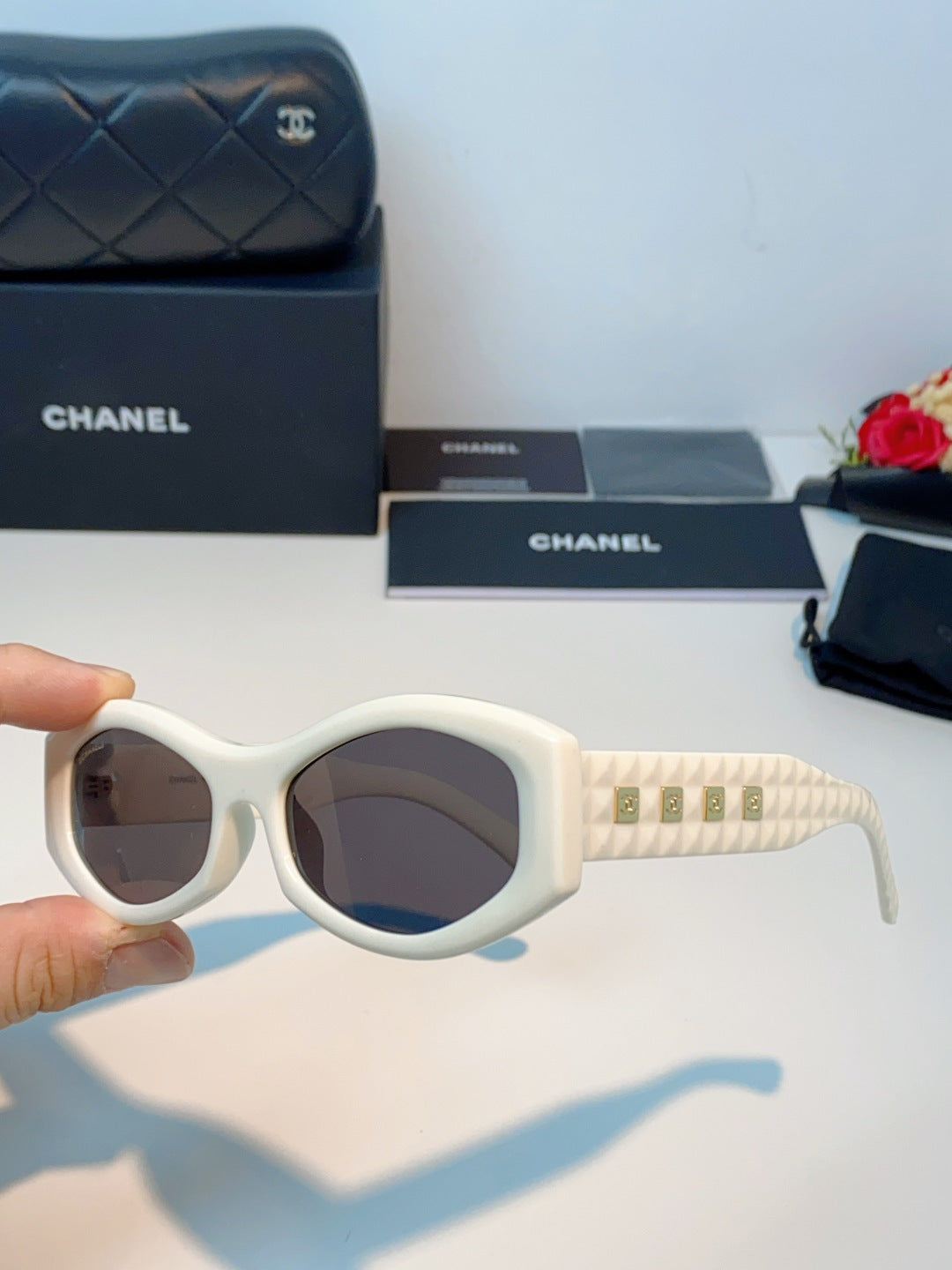 Chanel Oval Silver Lens Sunglasses for Women - detail image 6