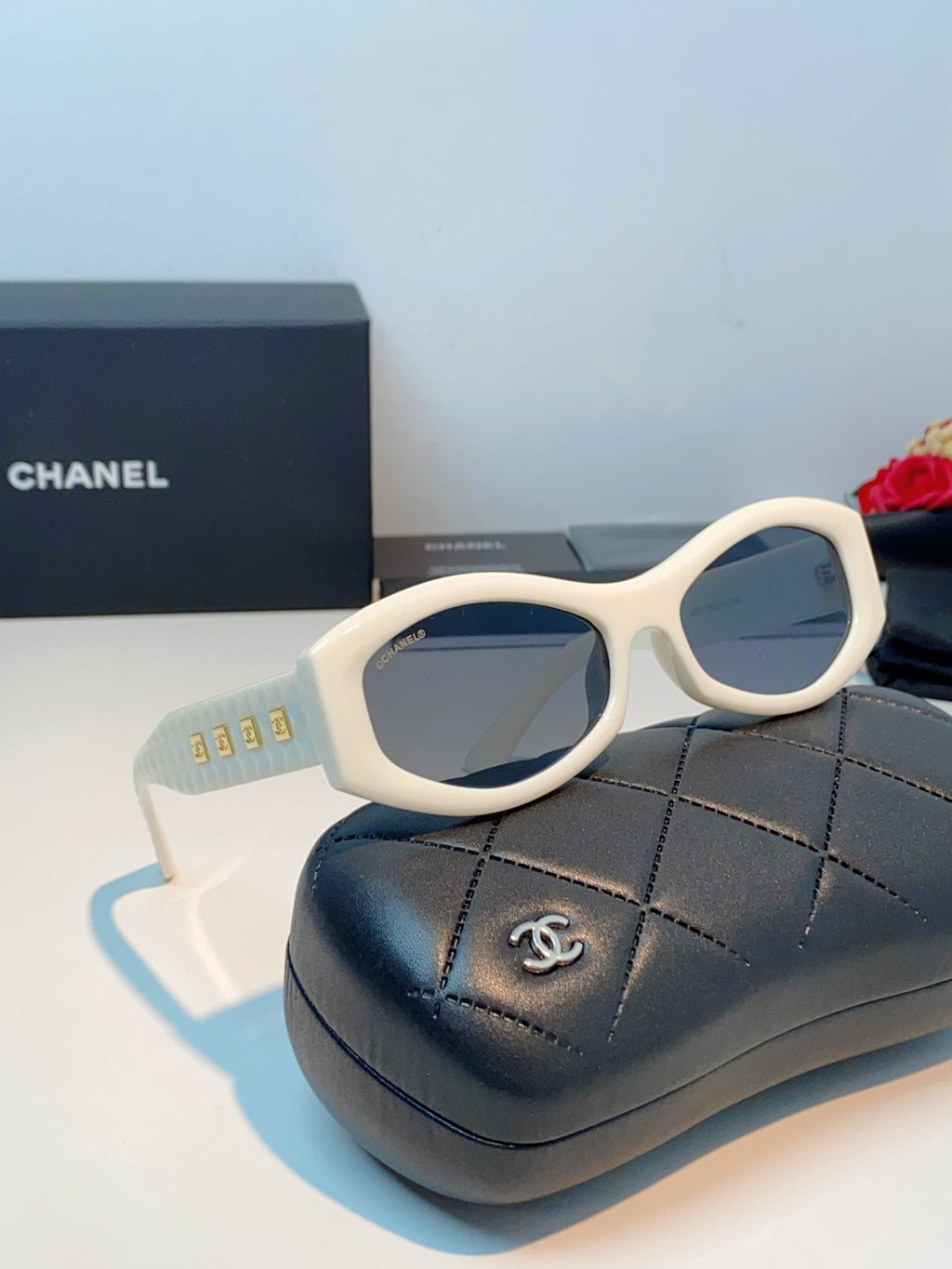 Chanel Oval Silver Lens Sunglasses for Women - detail image 10