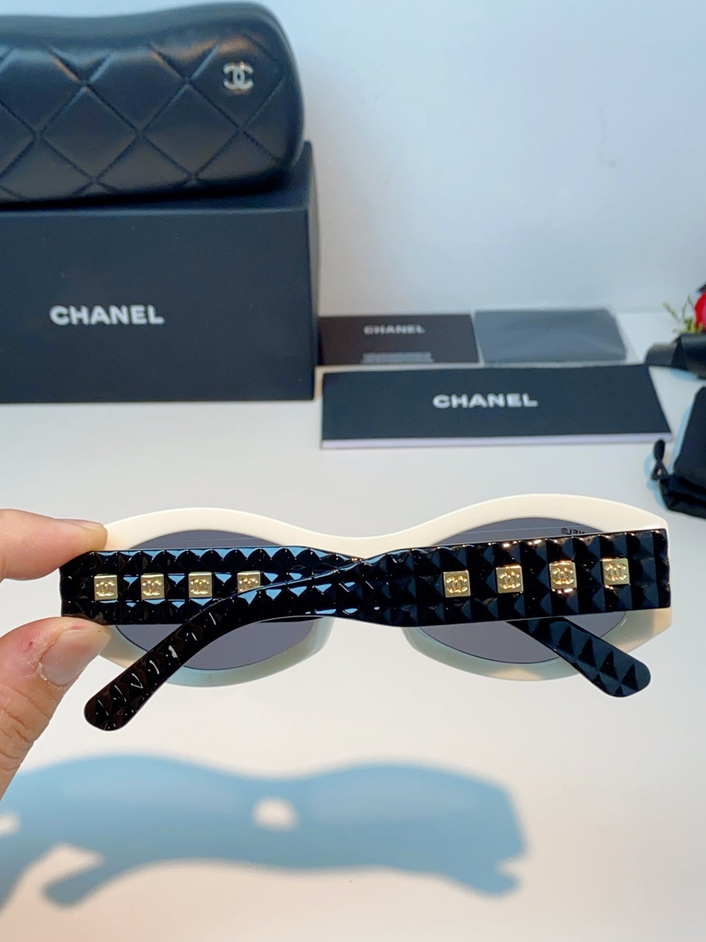 Chanel Oval Gray Lens Sunglasses for Women - 132372 - detail image 5