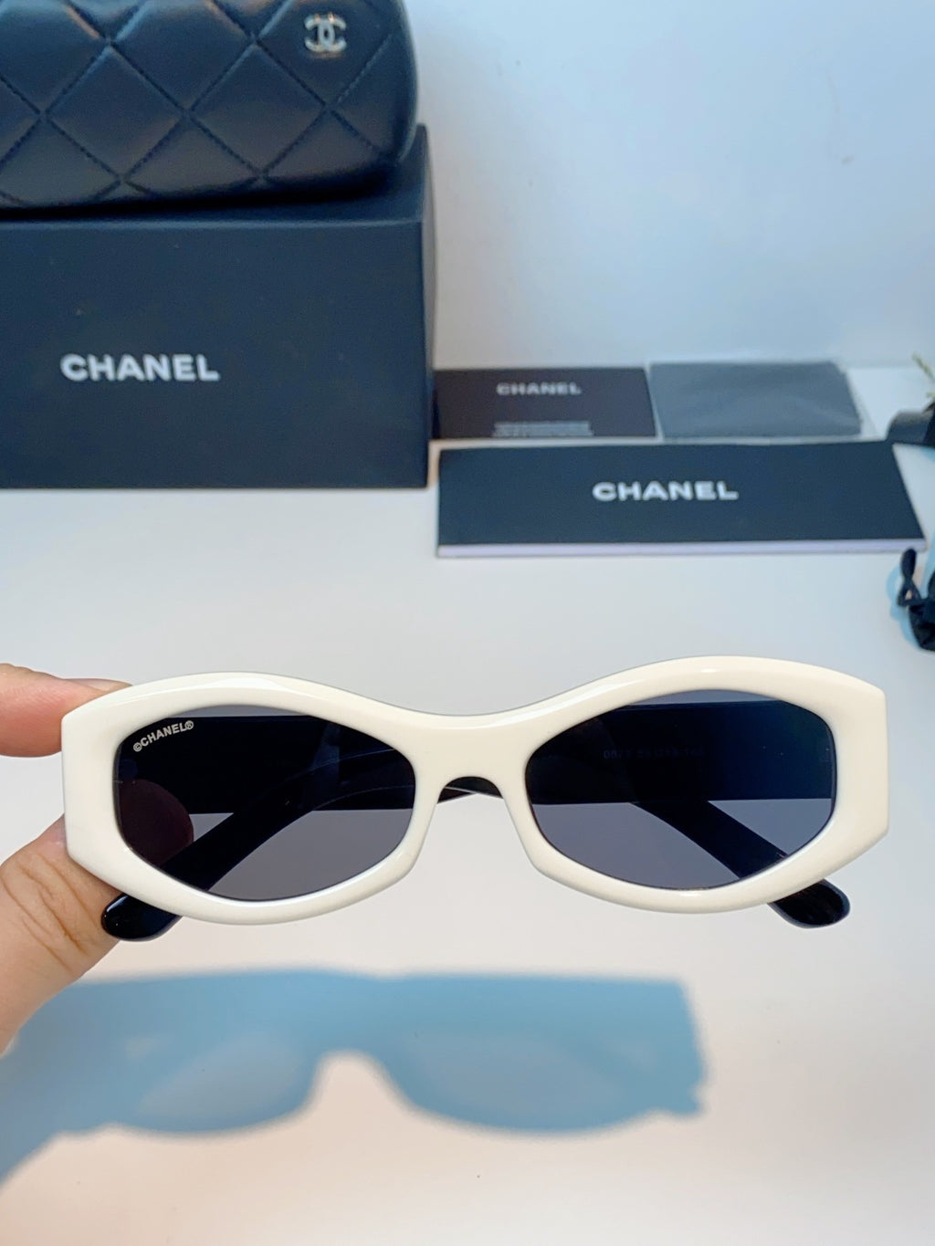 Chanel Oval Gray Lens Sunglasses for Women - 132372 - detail image 4