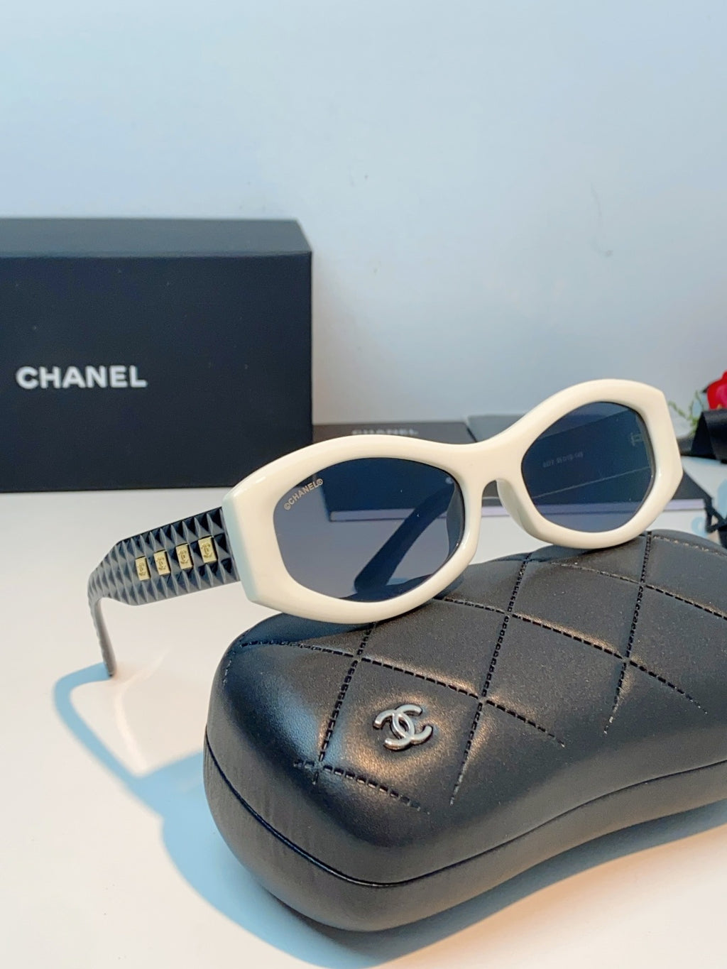Chanel Oval Gray Lens Sunglasses for Women - 132372 - detail image 10