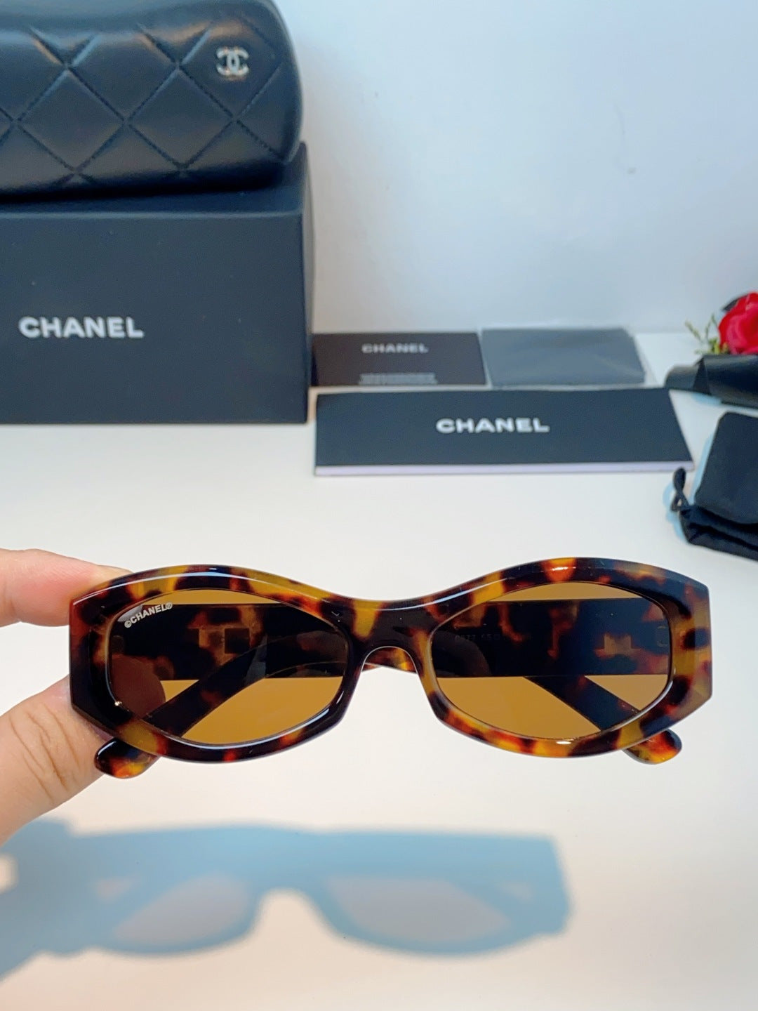 Chanel Oval Brown Lens Sunglasses for Women - 398600 - detail image 4