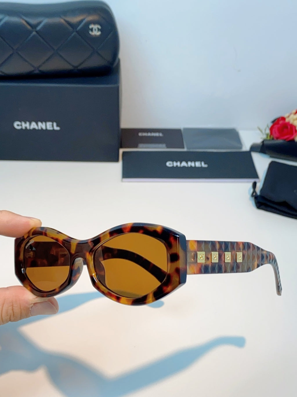 Chanel Oval Brown Lens Sunglasses for Women - 398600 - detail image 6