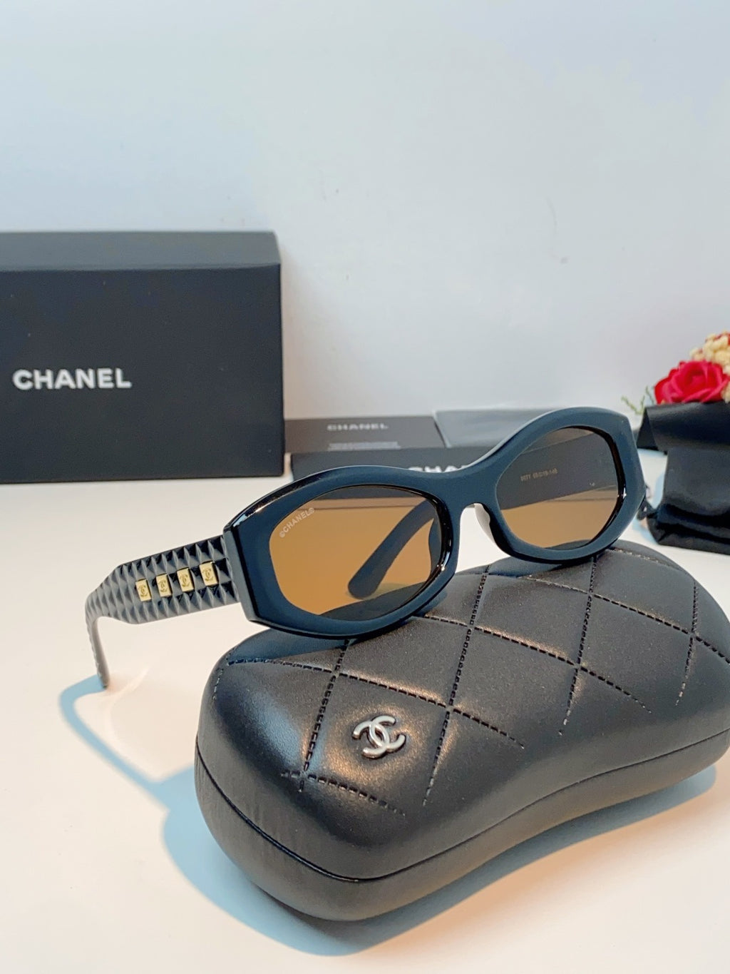 Chanel Oval Brown Lens Sunglasses for Women - 132374 - detail image 10
