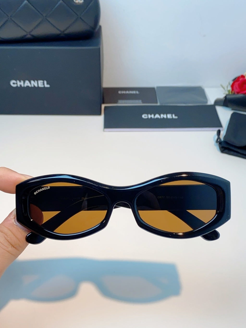 Chanel Oval Brown Lens Sunglasses for Women - 132374 - detail image 4
