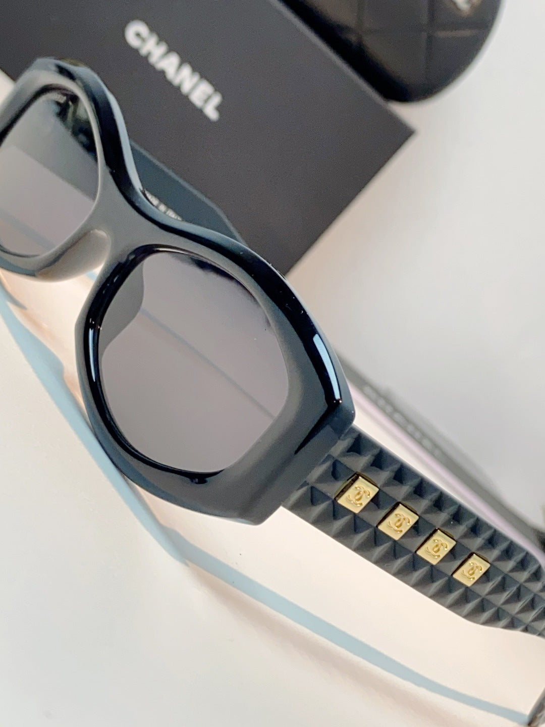 Chanel Oval Black Lens Sunglasses for Women - 132375 - detail image 7
