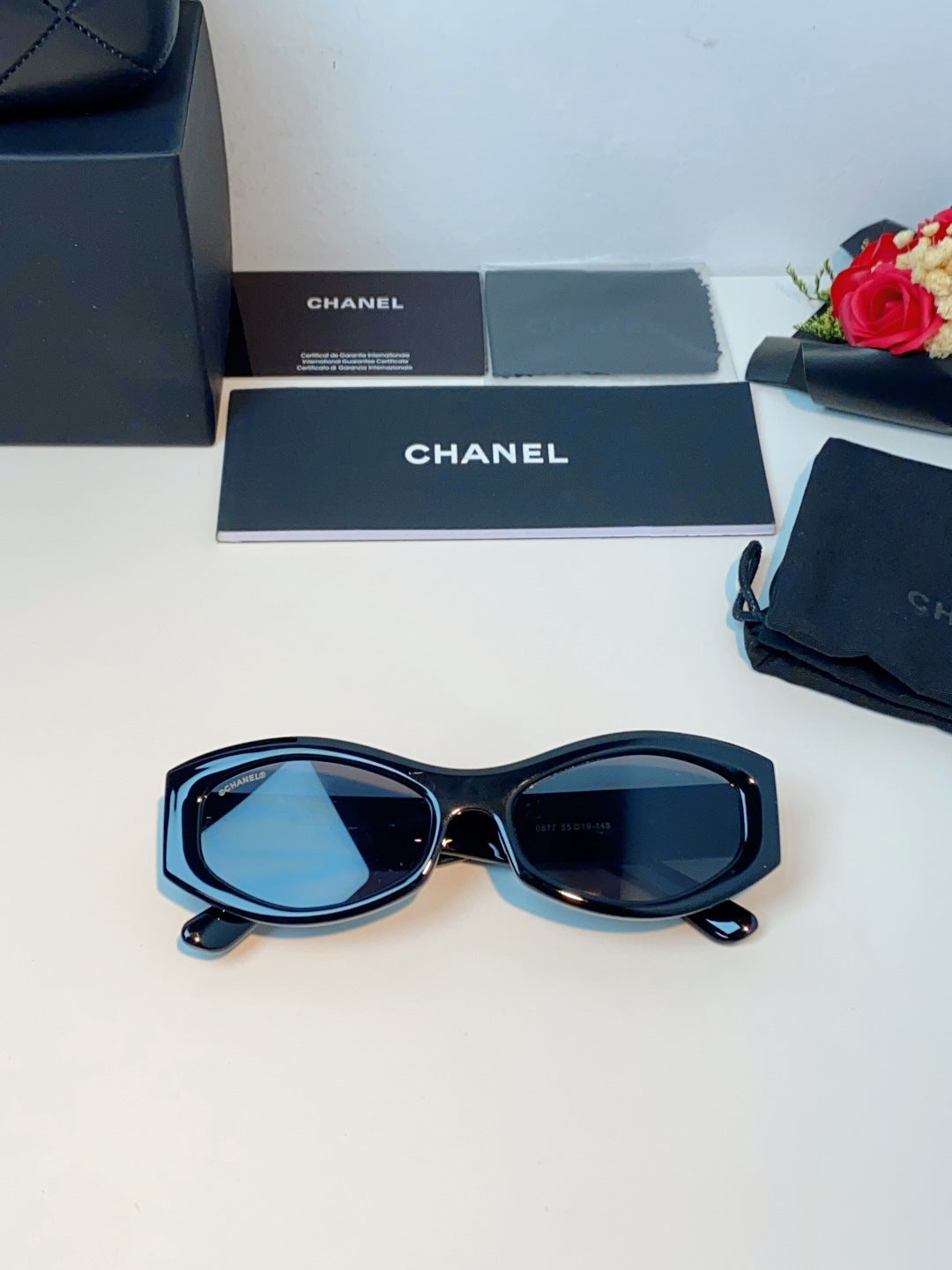 Chanel Oval Black Lens Sunglasses for Women - 132375 - detail image 9