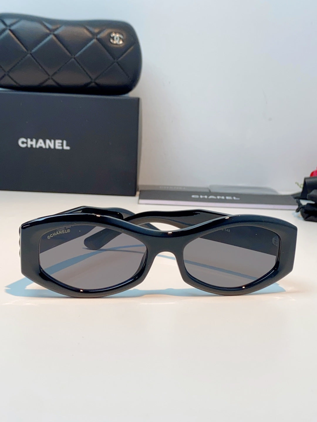 Chanel Oval Black Lens Sunglasses for Women - 132375 - detail image 2