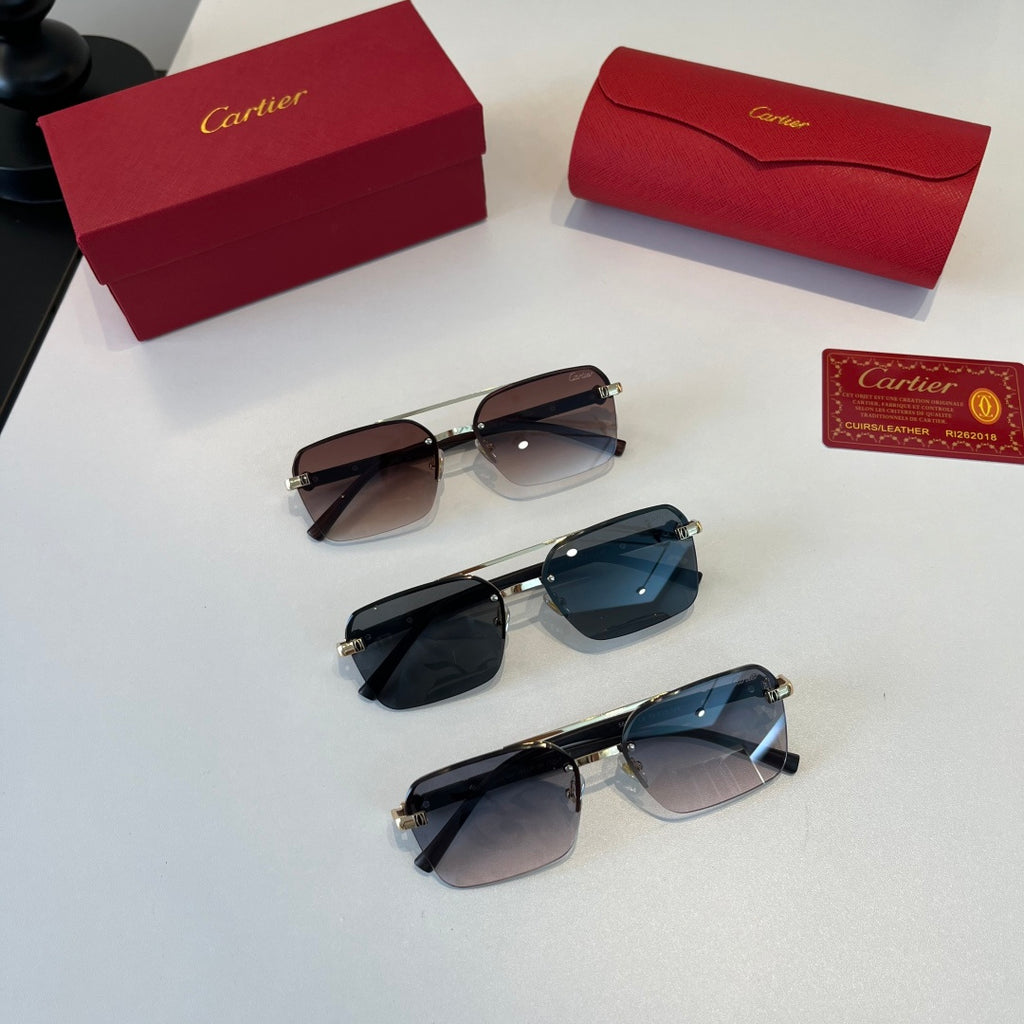 Cartier Lightweight Metal Rimless Silver Lens Sunglasses for Men & Wo - 372235 - detail image 12