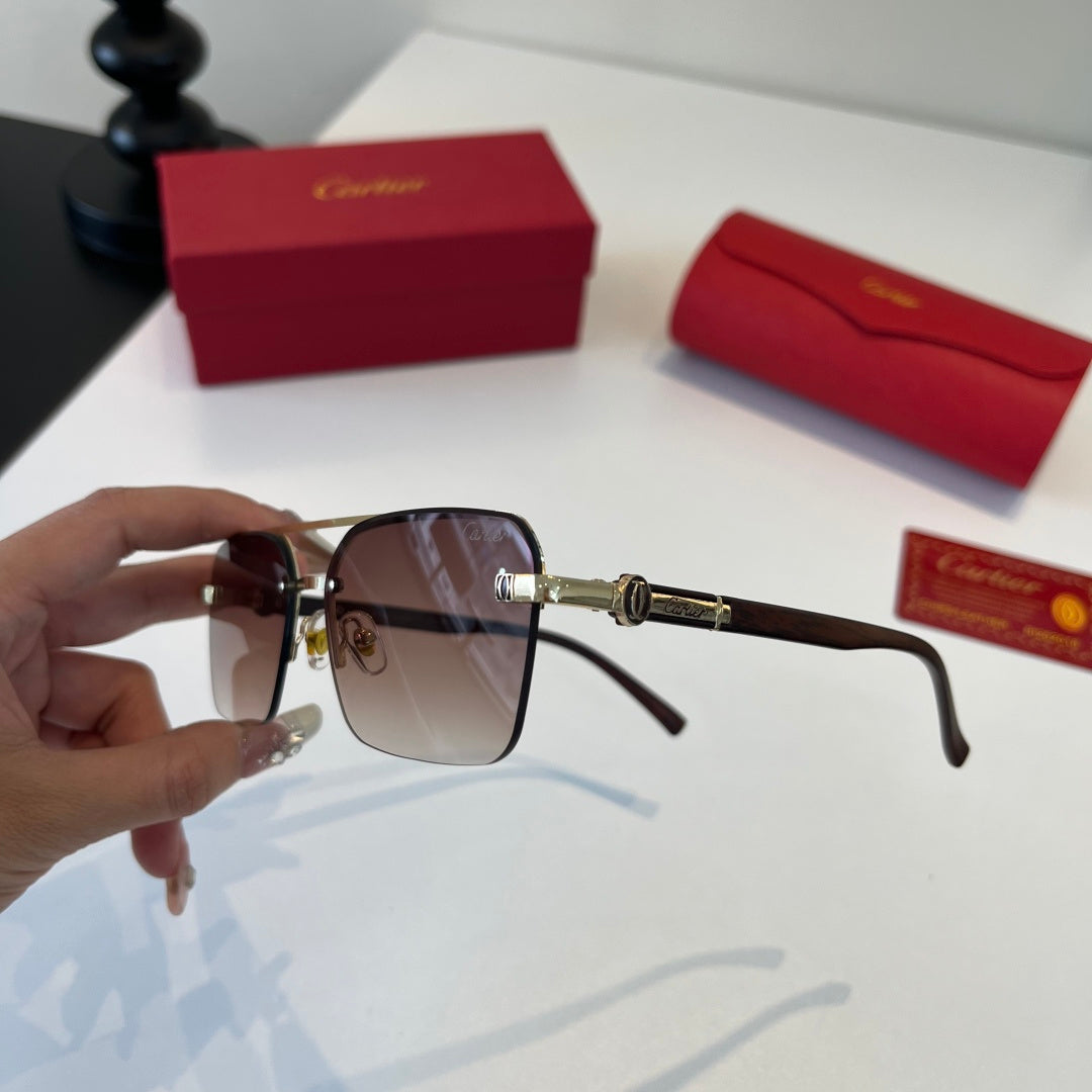 Cartier Lightweight Metal Rimless Silver Lens Sunglasses for Men & Wo - 372235 - detail image 4