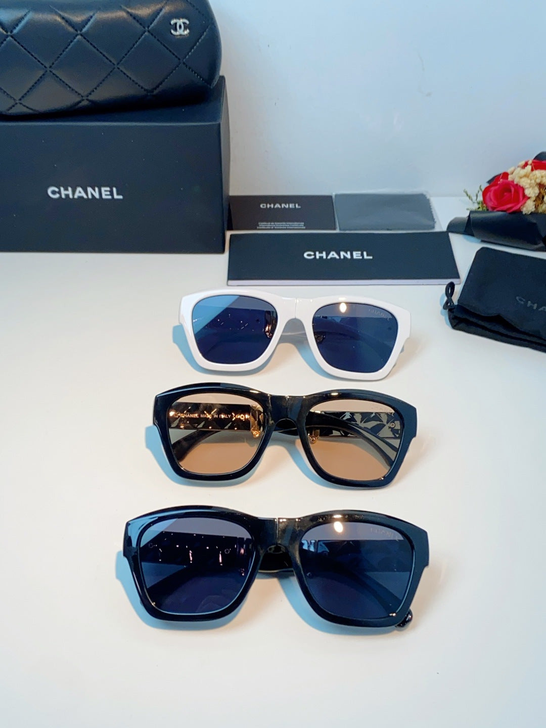 Chanel Folding Fashion Blue Lens Sunglasses for Men & Women - detail image 12