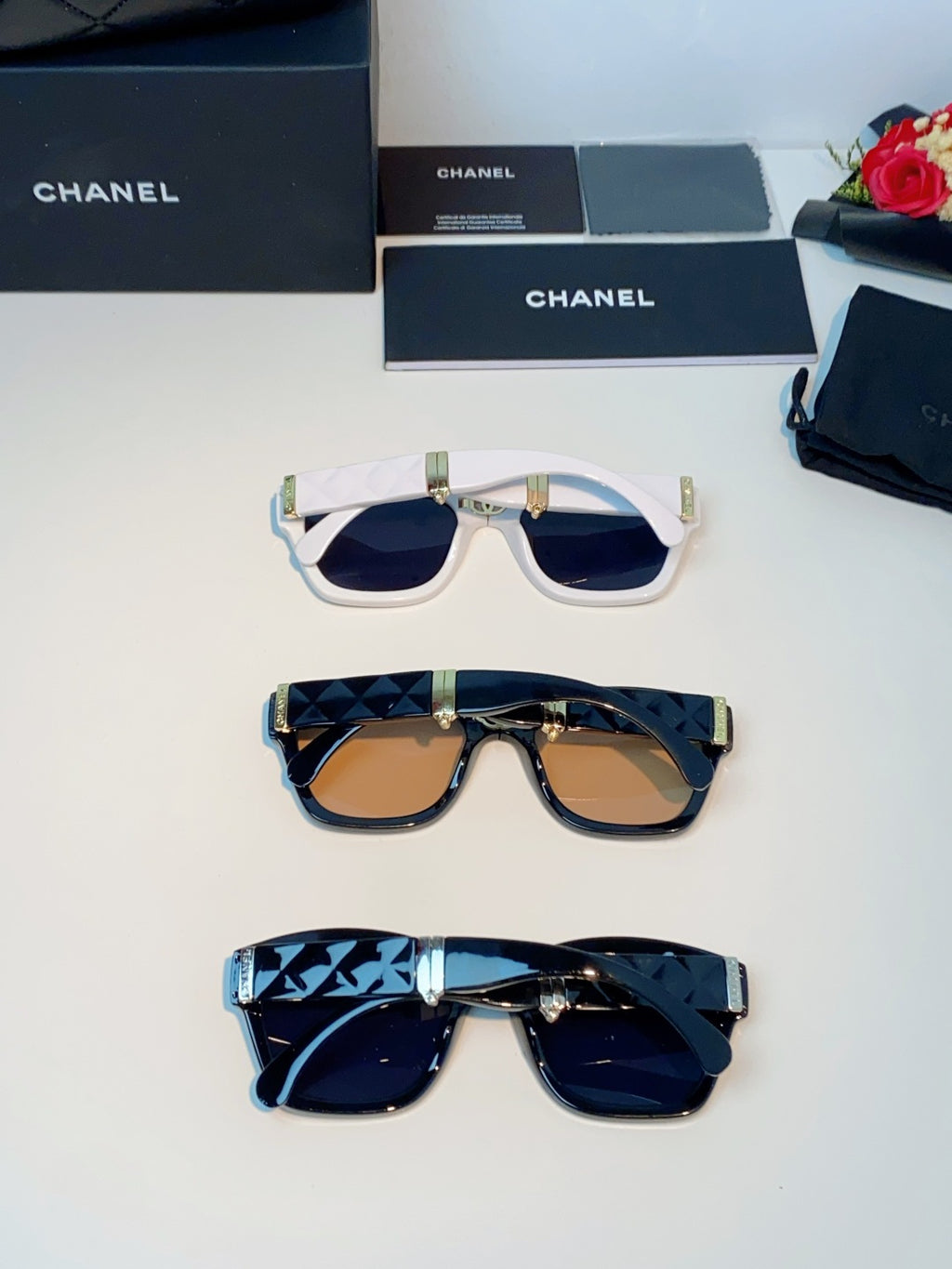 Chanel Folding Fashion Blue Lens Sunglasses for Men & Women - detail image 11