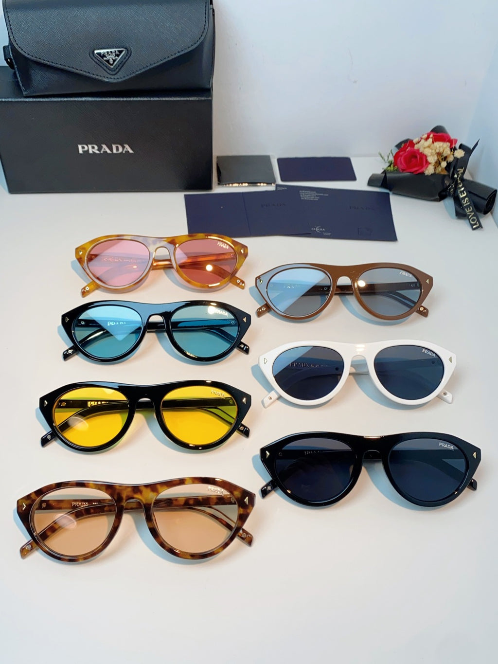 Prada Cat-Eye Orange Lens Sunglasses for Men & Women - detail image 12