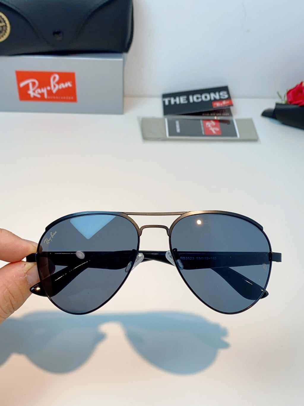 Ray-Ban RB3523 Polarized Fashion Blue Lens Sunglasses for Men - detail image 4