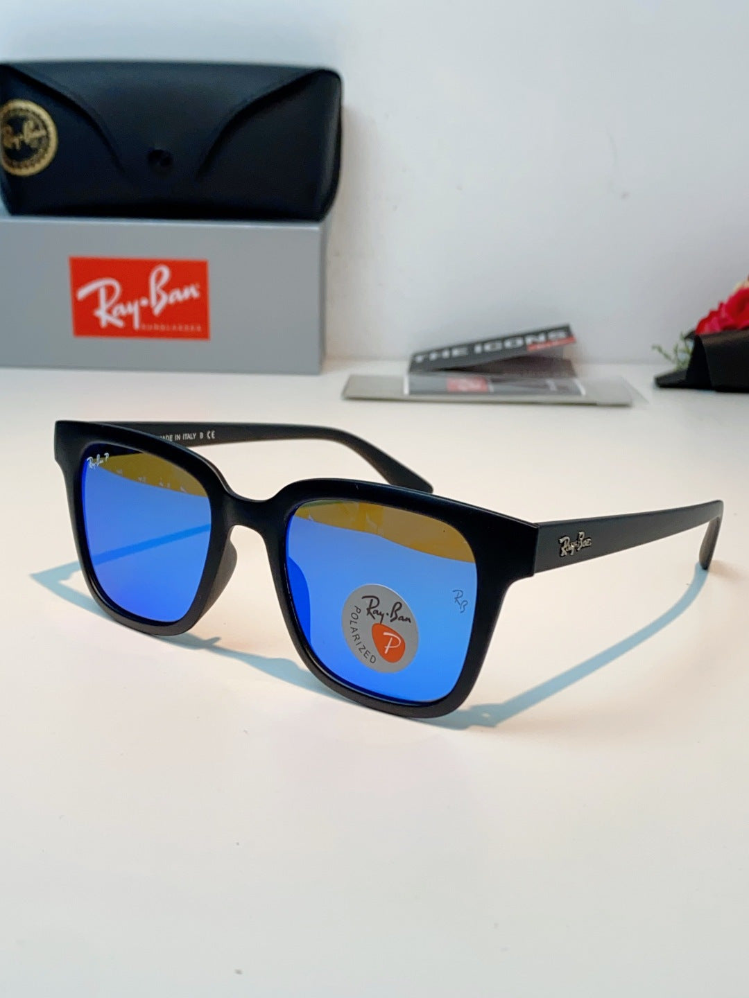 Ray-Ban RB4323 Polarized Square Blue Lens Sunglasses for Men & Women