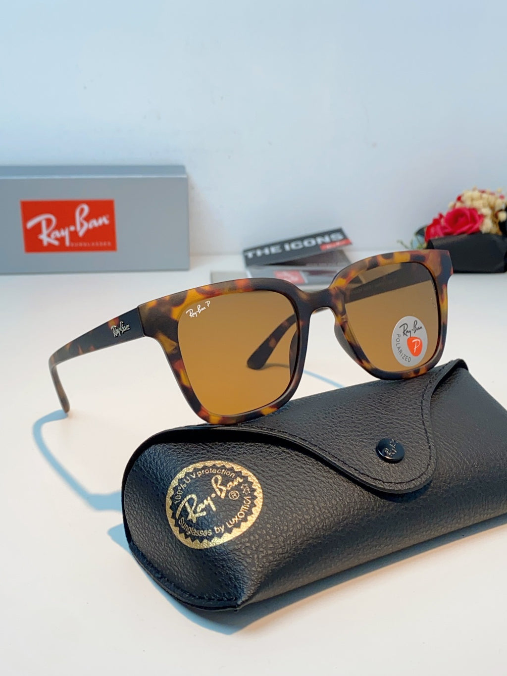 Ray-Ban RB4323 Polarized Square Brown Lens Sunglasses for Men & Women - 158740 - detail image 10