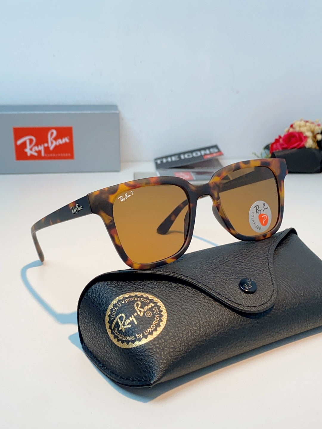 Ray-Ban RB4323 Polarized Square Brown Lens Sunglasses for Men & Women - 158740 - detail image 10