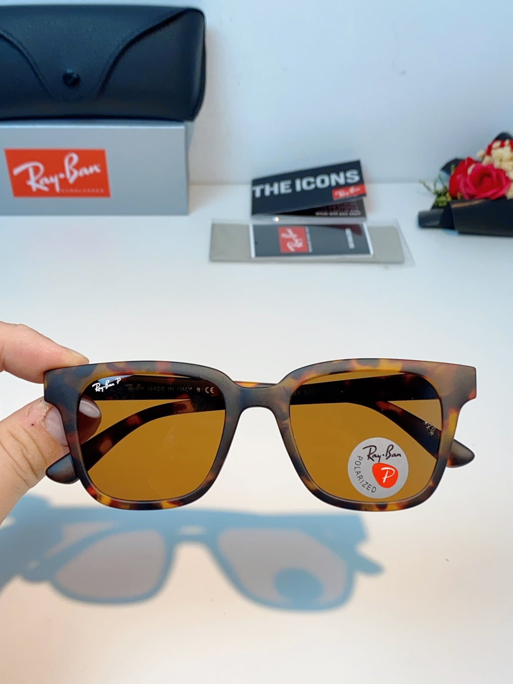 Ray-Ban RB4323 Polarized Square Brown Lens Sunglasses for Men & Women - 158740 - detail image 4
