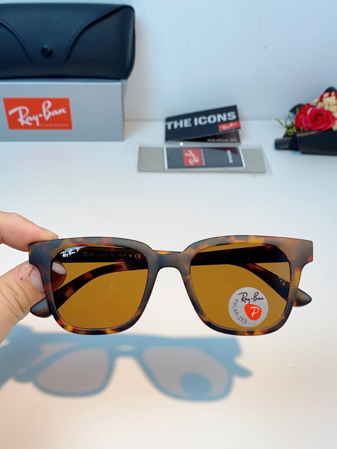 Ray-Ban RB4323 Polarized Square Brown Lens Sunglasses for Men & Women - 158740 - detail image 4