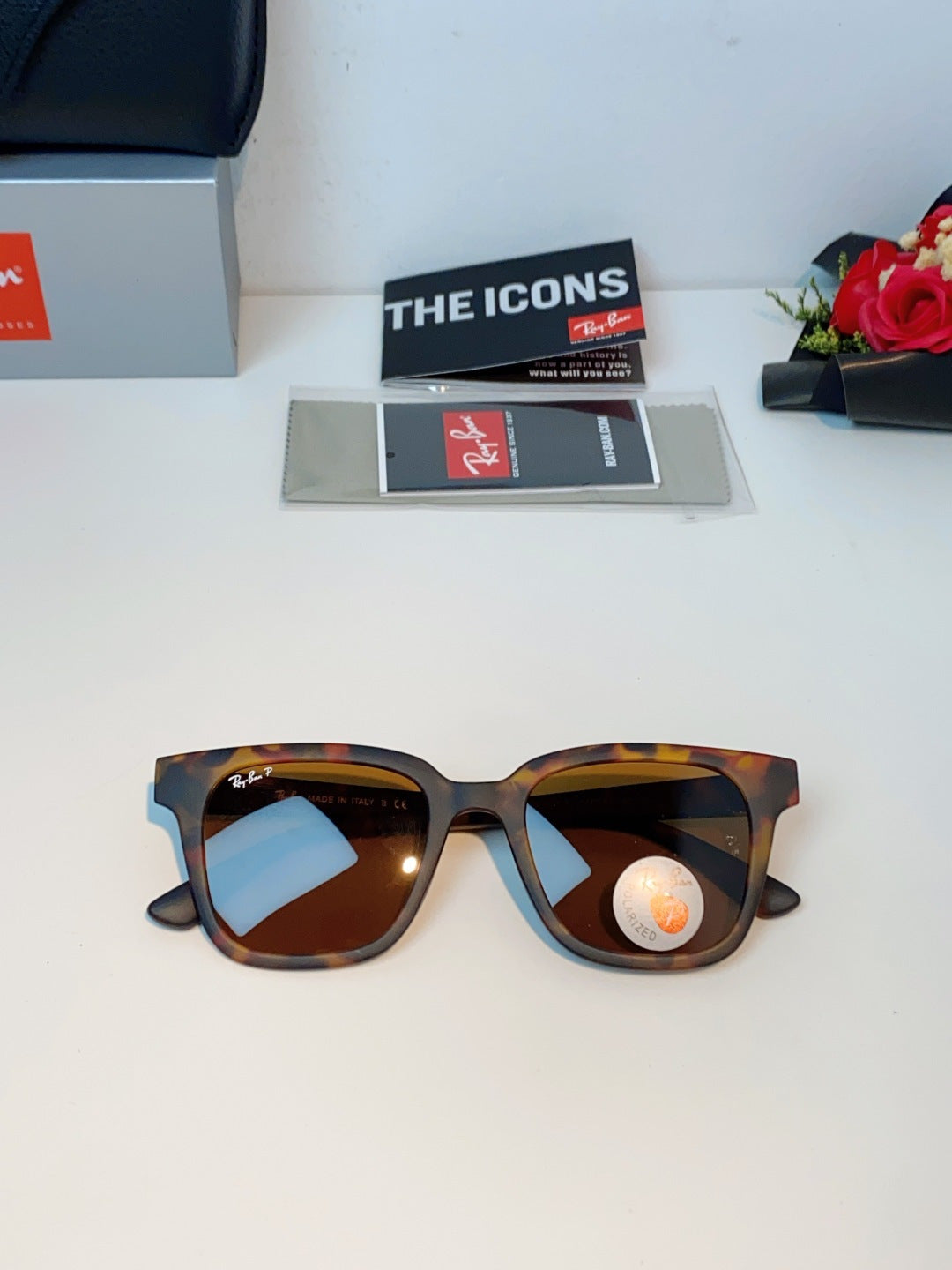 Ray-Ban RB4323 Polarized Square Brown Lens Sunglasses for Men & Women - 158740 - detail image 9
