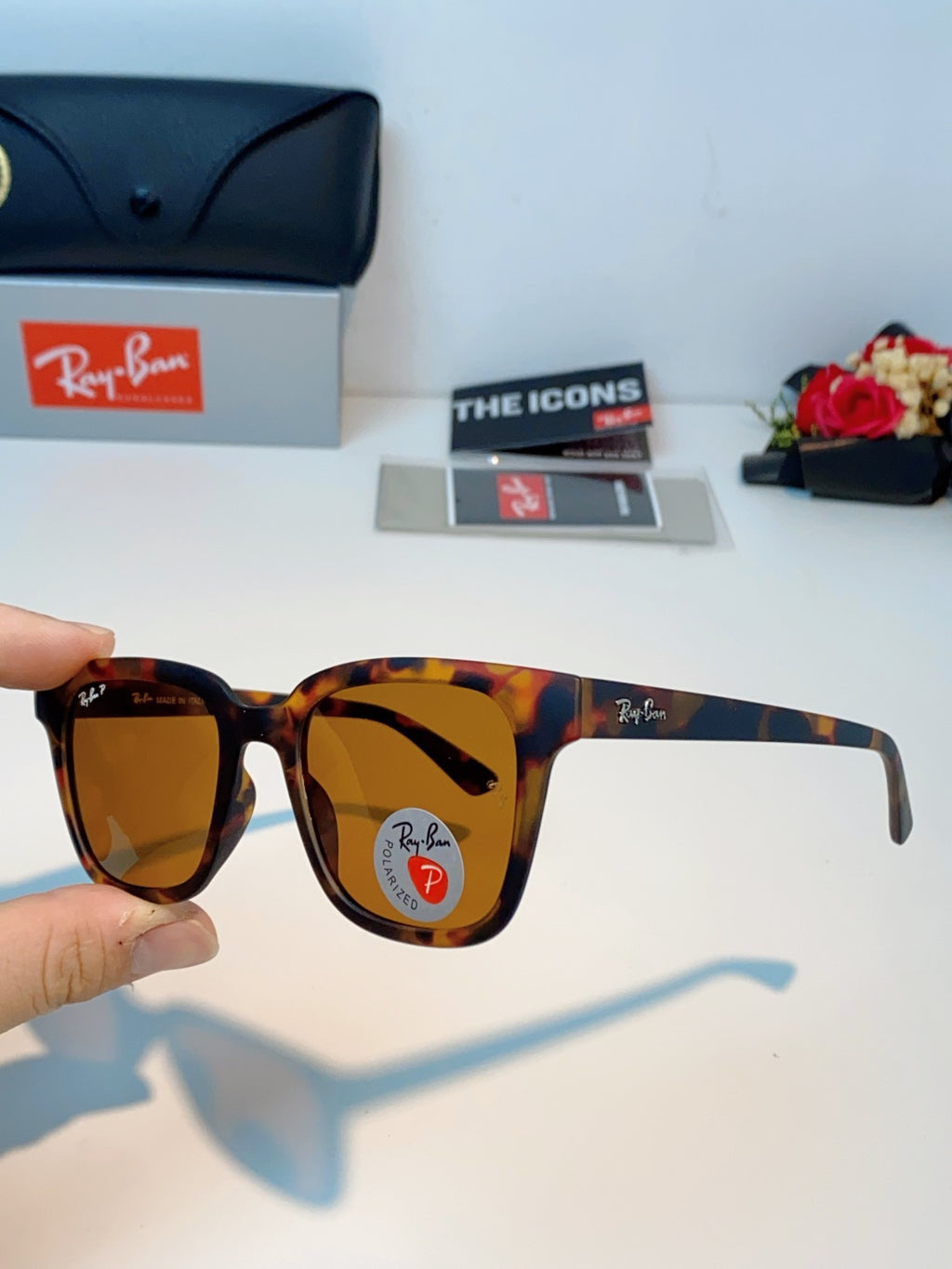 Ray-Ban RB4323 Polarized Square Brown Lens Sunglasses for Men & Women - 158740 - detail image 6