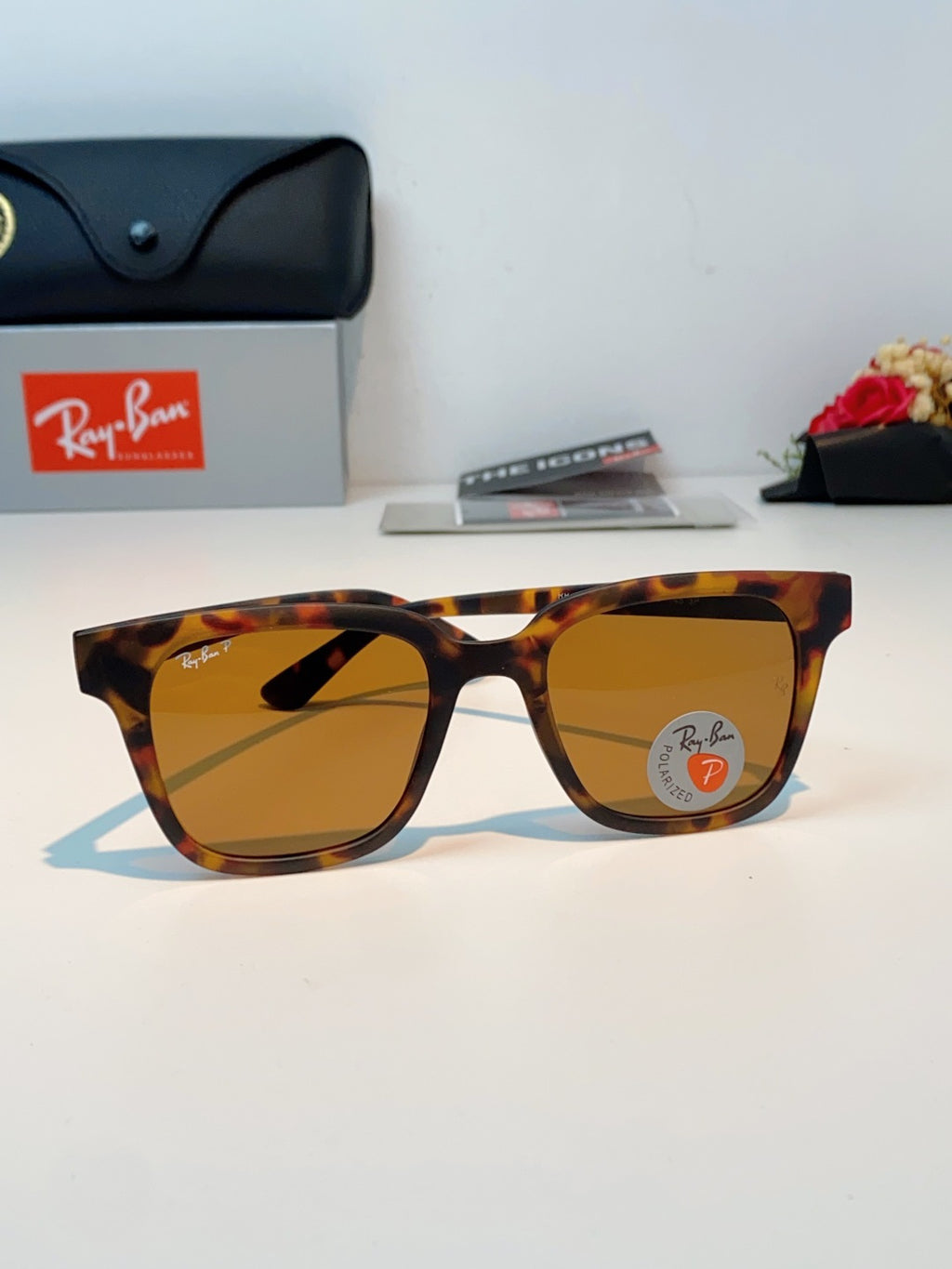 Ray-Ban RB4323 Polarized Square Brown Lens Sunglasses for Men & Women - 158740 - detail image 2