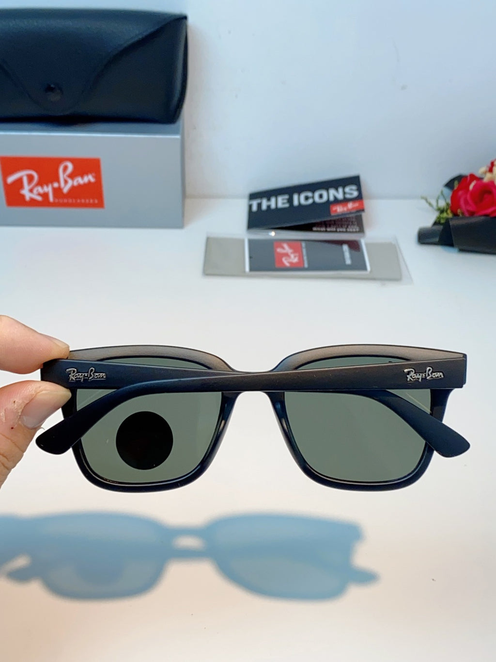 Ray-Ban RB4323 Polarized Square Gray Lens Sunglasses for Men & Women - detail image 5