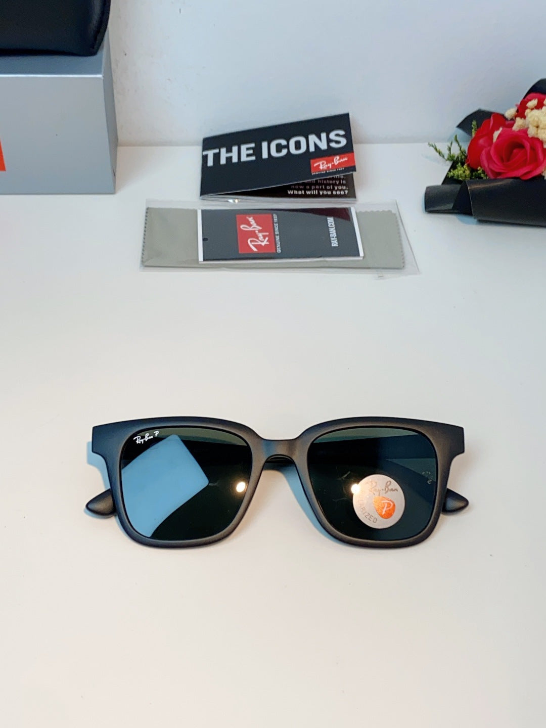 Ray-Ban RB4323 Polarized Square Gray Lens Sunglasses for Men & Women - detail image 9