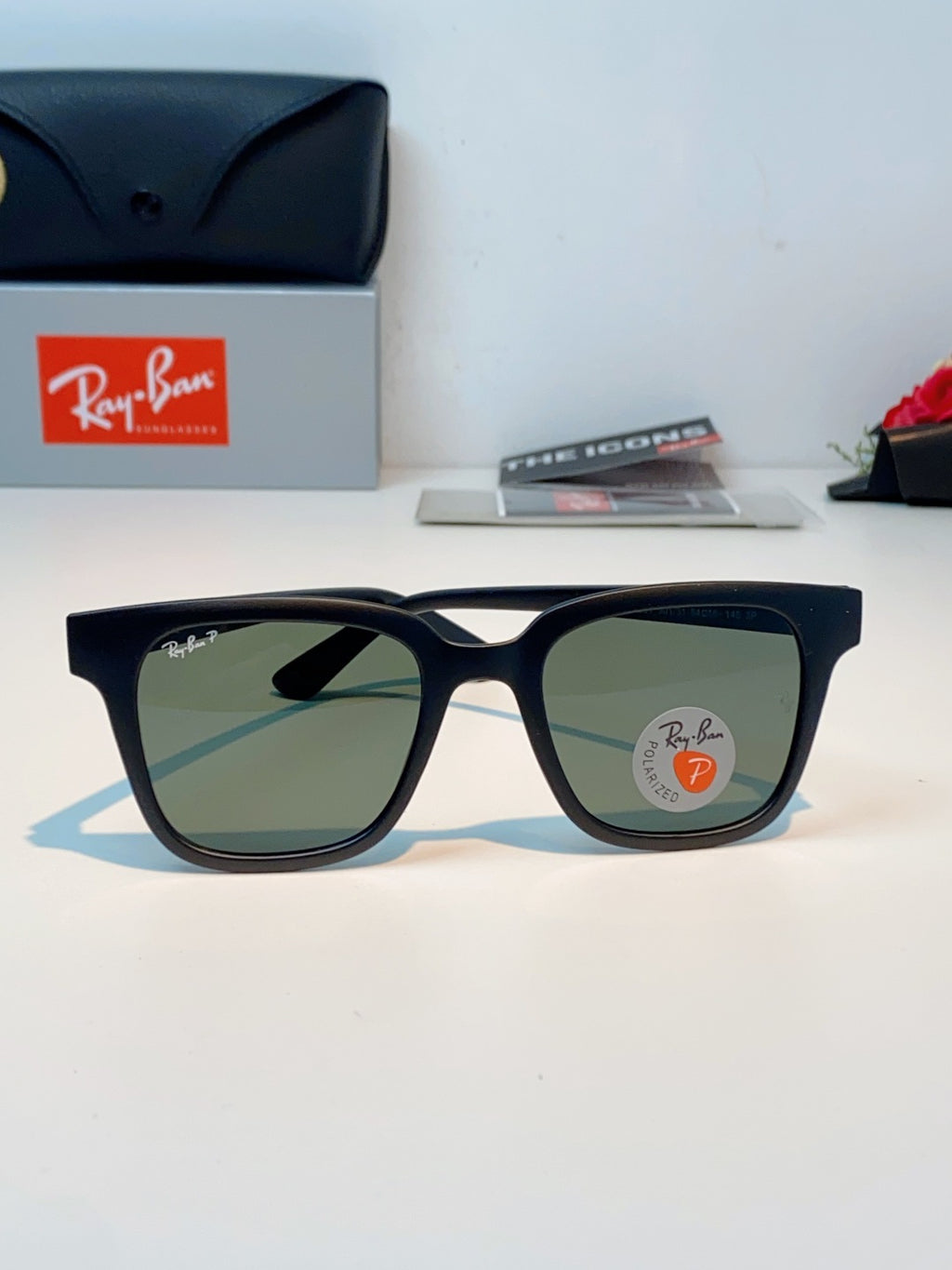Ray-Ban RB4323 Polarized Square Gray Lens Sunglasses for Men & Women - detail image 2