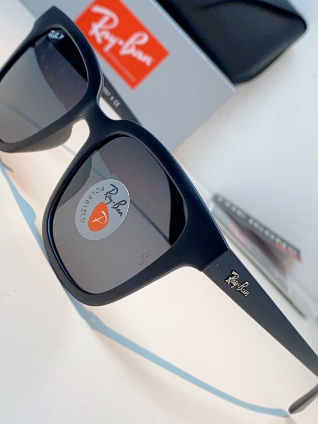 Ray-Ban RB4323 Polarized Square Black Lens Sunglasses for Men & Women - detail image 7