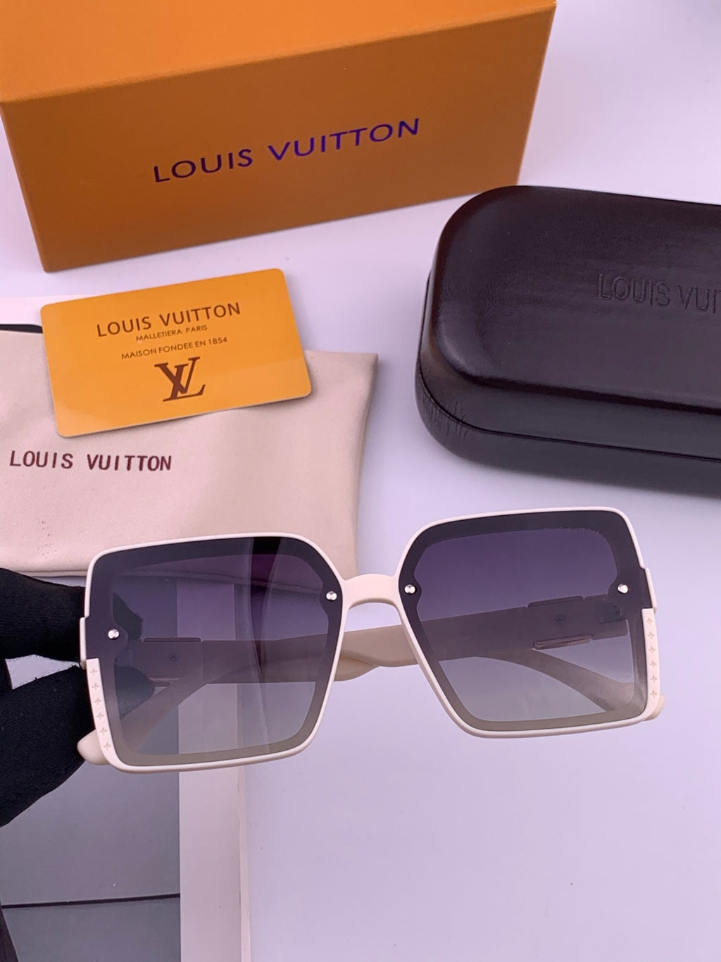 Louis Vuitton L1845 Polarized Square Gold Lens Sunglasses for Men & Women - detail image 2