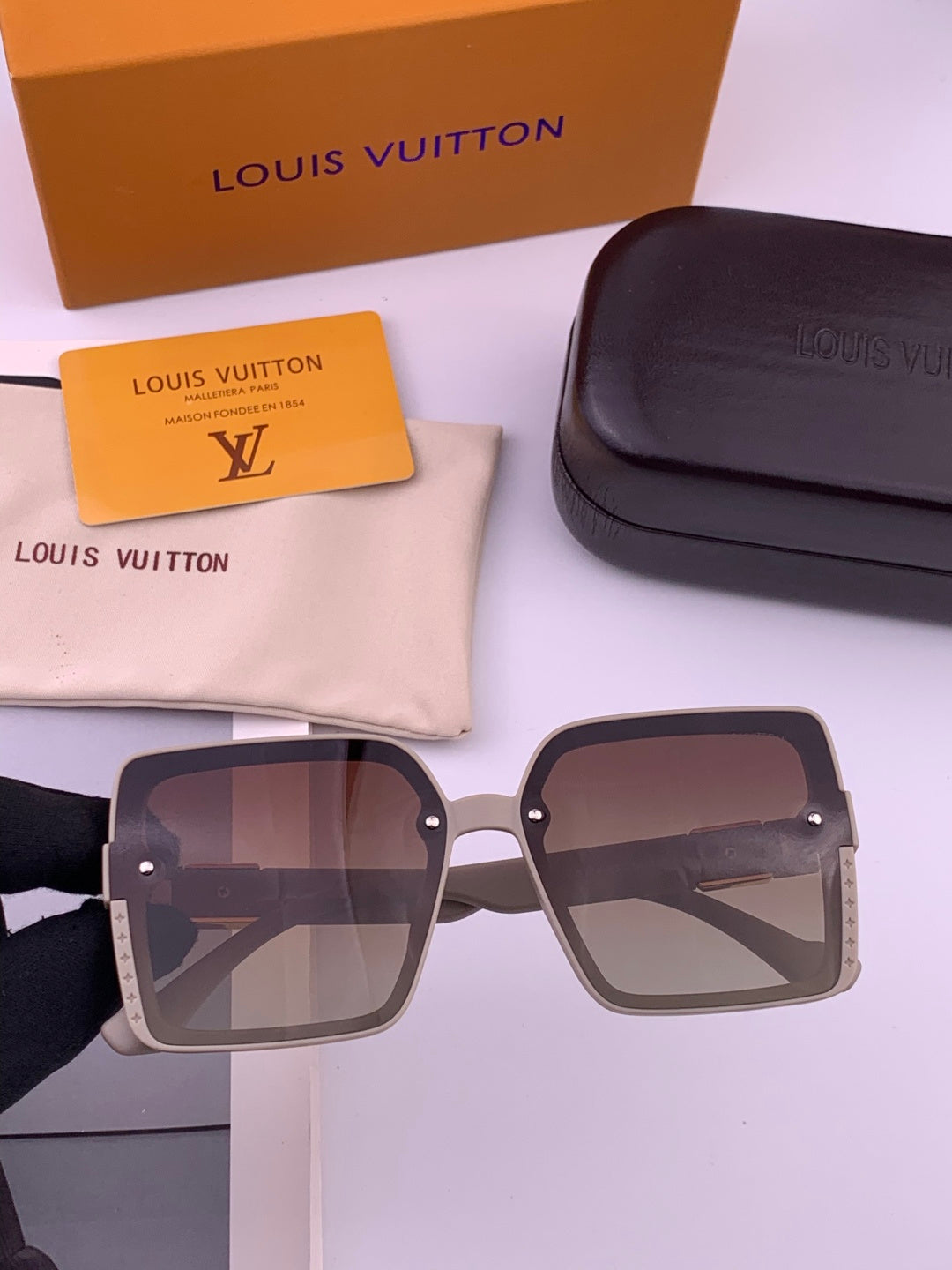 Louis Vuitton L1845 Polarized Square Gold Lens Sunglasses for Men & Women